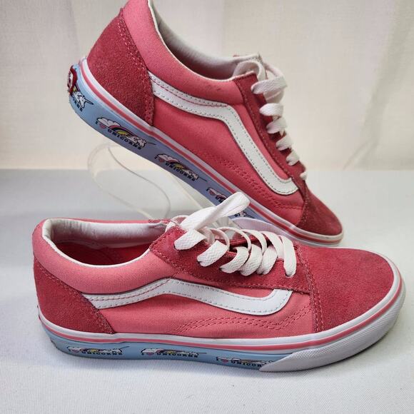 Vans Old Skool Girl's Kids Strawberry Pink White Unicorn Sneakers Shoes Size 4.5